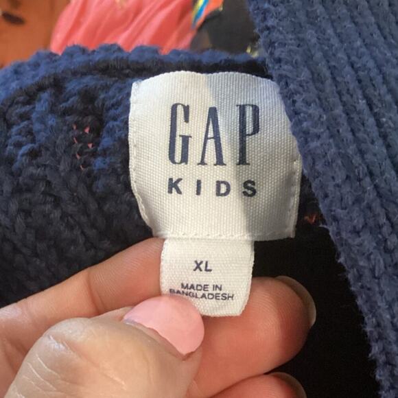 Gap Boys Cable Knit Sweater Size XL Navy Blue Fisherman Preppy Classic Uniform - Picture 3 of 9